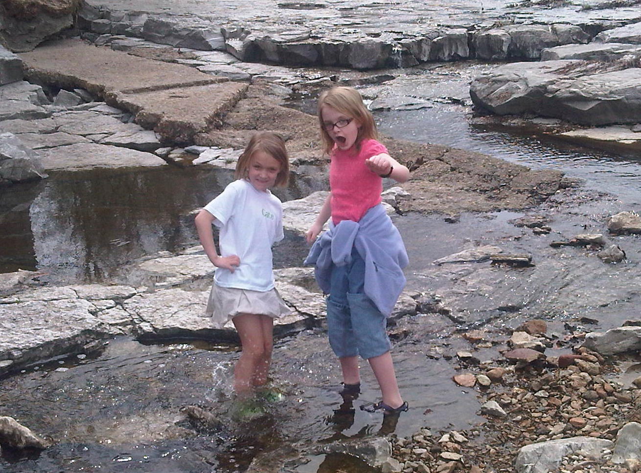 2011-03-19 Jane and Cate in Creek at Newport.jpg